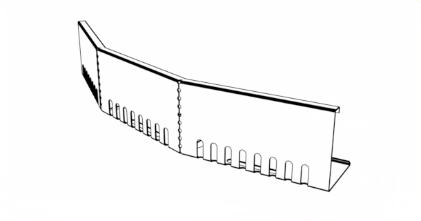 Kačírková lišta okrajová hliníková – oblouková výkres