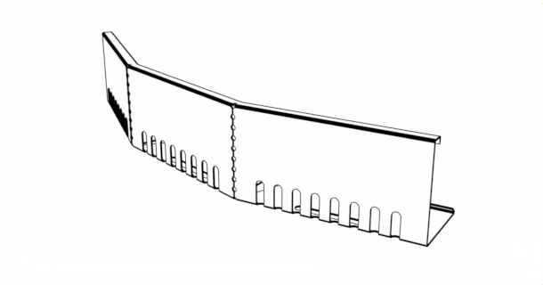 Kačírková lišta okrajová hliníková – oblouková výkres