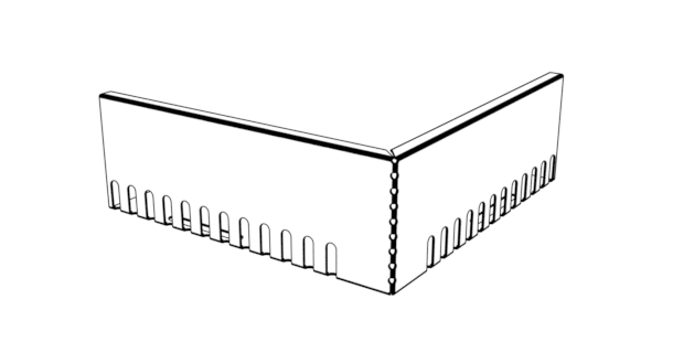 Kačírková lišta okrajová hliníková – rohová výkres