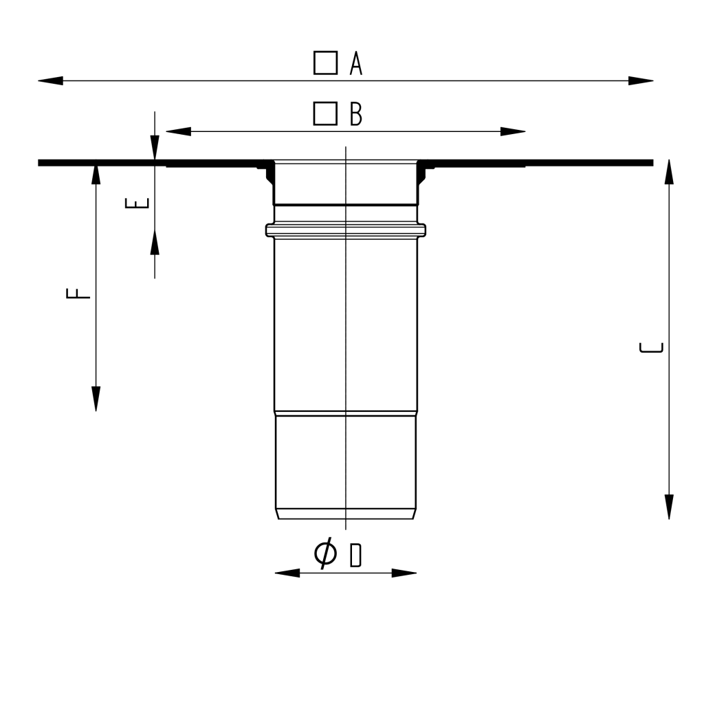 Střešní vpusť dvoúrovňová spodní – SBS bitumen výkres
