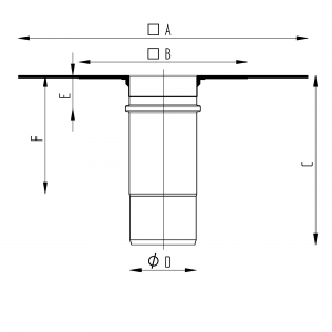 Střešní vpusť dvoúrovňová spodní – SBS bitumen výkres