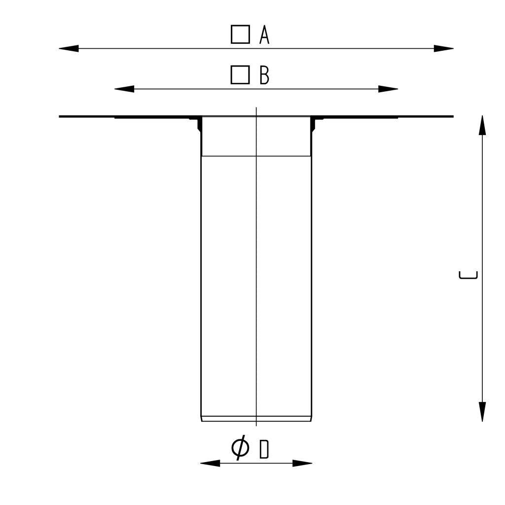 Střešní vpusť jednoúrovňová – nástavec – PVC výkres